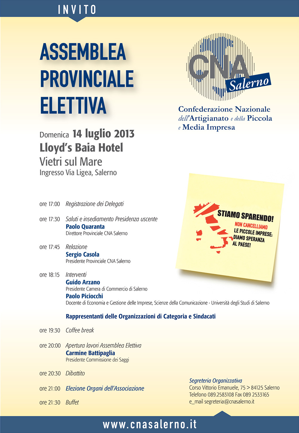 Assemblea provinciale elettiva – domenica 14 luglio ore 17.00 Lloyd’s Baia Hotel