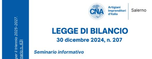 LEGGE DI BILANCIO 30 DICEMBRE 2024 n. 207 – SEMINARIO INFORMATIVO PER IMPRESE E CITTADINI